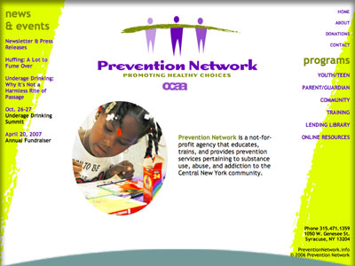 Non-profit web site design: Prevention Network
