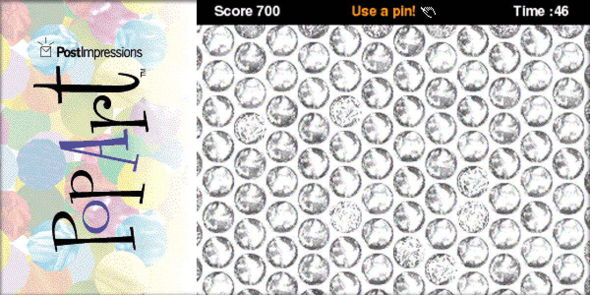 Marketing game screenshot: decorative bubble wrap popping