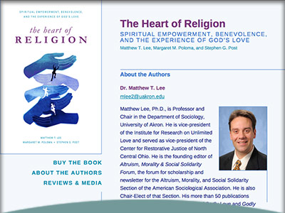 Book launch web site design: The Heart of Religion