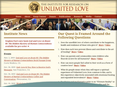 Non-profit website design: Institute for Research on Unlimited Love