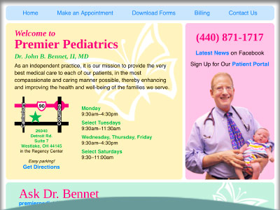 Doctor’s office web site design: Ask Dr. Bennet